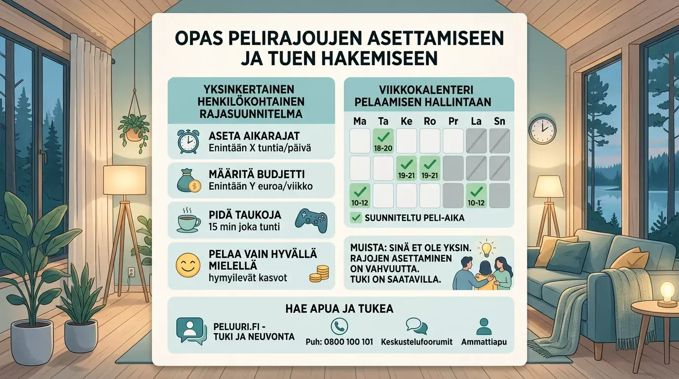 Rauhallinen suunnitelma rahapelaamisen rajoille ja tuen hakemiselle